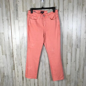 NYDJ Slim Ankle Star Jeans Skinny Peach Salmon NWT